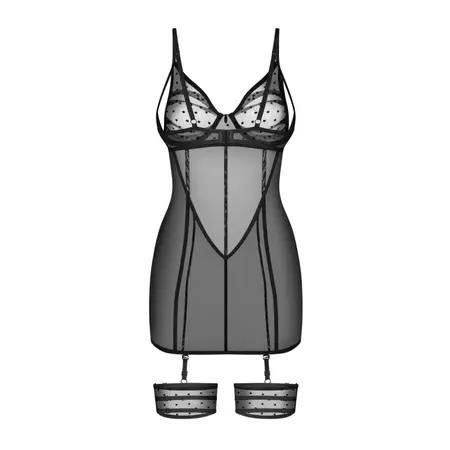 Obsessive Nuites Chemise Black S/M - Sheer Elegance Lingerie Set