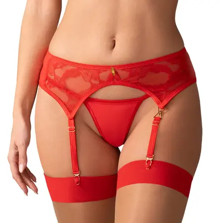 Obsessive Aliosa Garter Belt Red 2XL/3XL - Elegant Lace Detail