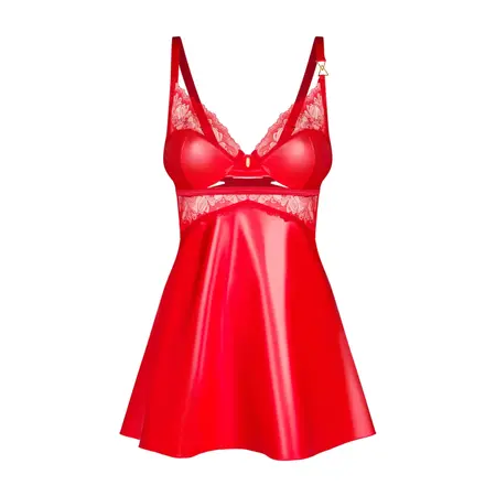 Obsessive Aliosa Chemise & Thong Red 2XL/3XL - Elegant Lace Lingerie Set