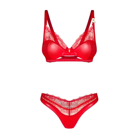 Obsessive Aliosa 2-Piece Lingerie Set Red 2XL/3XL Adjustable Lace