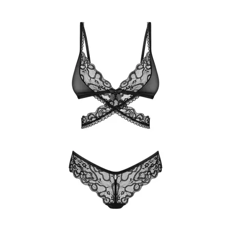 Obsessive Blomentis Black Lingerie Set XL/2XL - Elegant 2-Piece Design