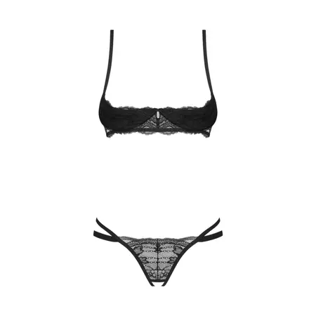 Obsessive Nutris Black Lace 2-Piece Open Set XL/2XL Adjustable