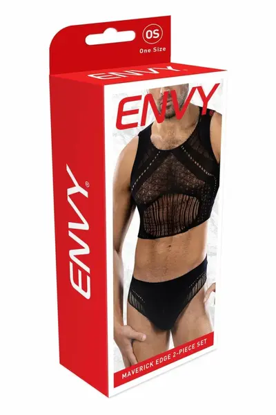 ENVY Maverick Edge 2 Piece Set Black OS - Geometric Lace Design