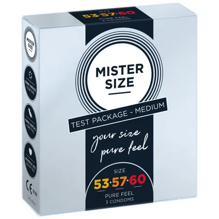 MISTER SIZE Condom Test Box 53-57-60 mm M/L/XL Ultra-Thin Vegan 3 pcs