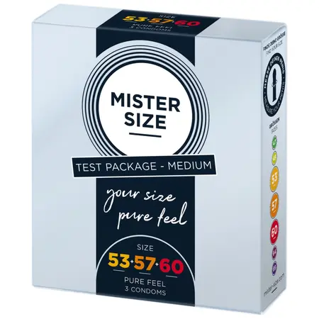 MISTER SIZE Condom Test Box 53-57-60 mm M/L/XL Ultra-Thin Vegan 3 pcs