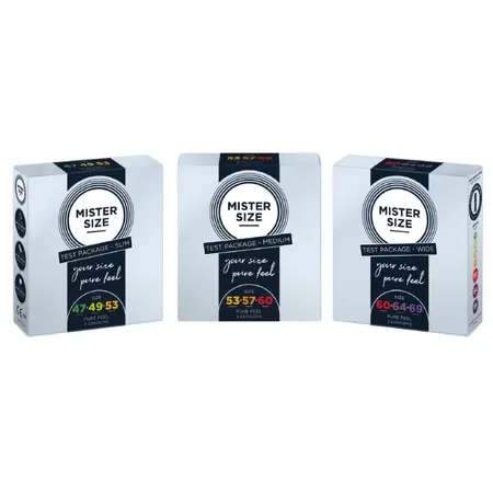 MISTER SIZE Condom Test Box 53-57-60 mm M/L/XL Ultra-Thin Vegan 3 pcs