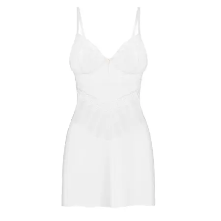 Obsessive Alissium Chemise & Thong White Set XS/S - Elegant Minimalism