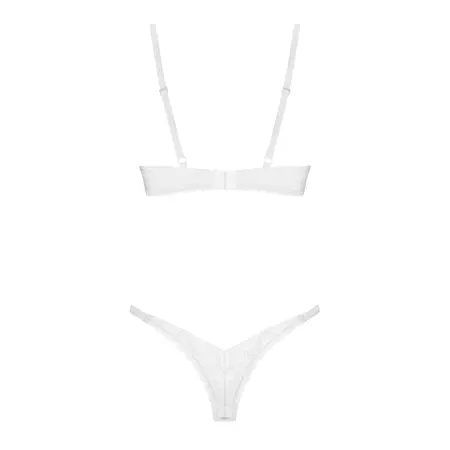Obsessive Alissium White Bra & Thong Set XL/2XL Lace Geometric Design