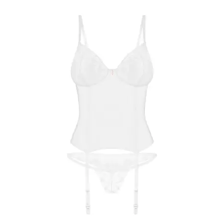 Obsessive Alissium Corset Set White XL/2XL Adjustable Lace Design