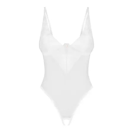 Obsessive Alissium Open Design Bodysuit White XS/S Geometric Lace