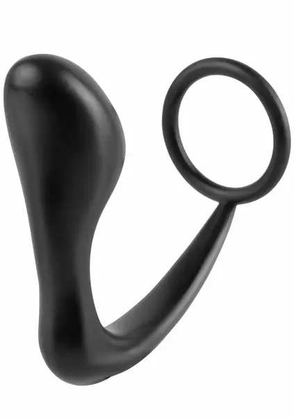 Ass Delight Prostate Plug Silicone Comfort Ring Black 12 cm