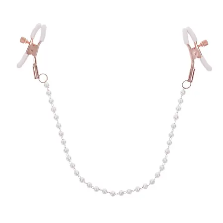 Sportsheets S&M Peaches n' CreaMe Pearl Nipple Clamps Rose Gold Adjustable