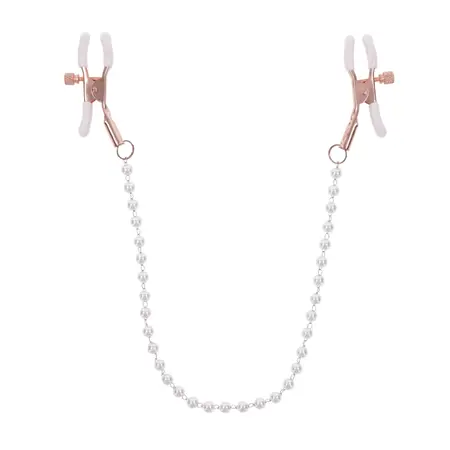 Sportsheets S&M Peaches n' CreaMe Pearl Nipple Clamps Rose Gold Adjustable