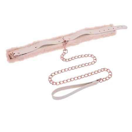 Sportsheets S&M Peaches 'n CreaMe Adjustable Fur Collar & Leash Set, Peach