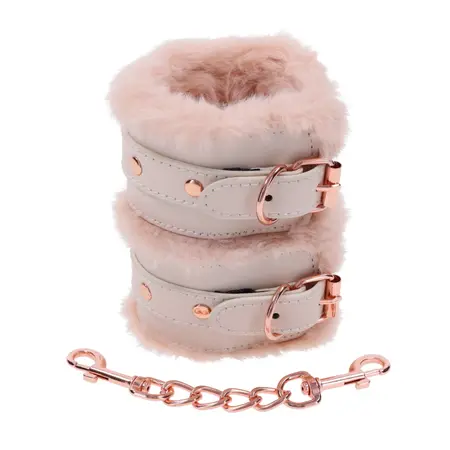 Sportsheets S&M Peaches ‘n CreaMe Faux Fur Handcuffs Cream Adjustable
