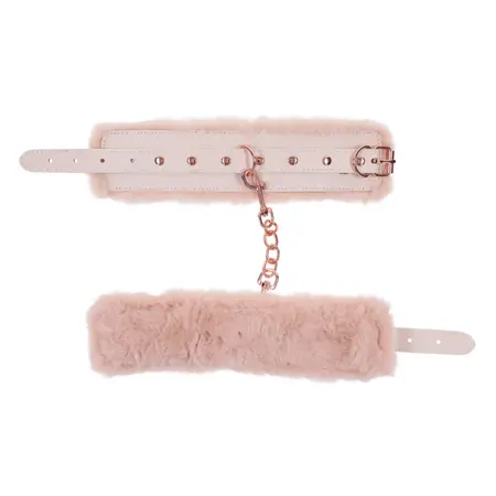 Sportsheets S&M Peaches ‘n CreaMe Faux Fur Handcuffs Cream Adjustable
