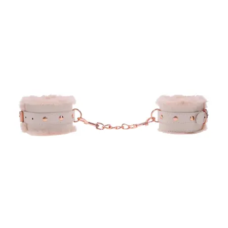 Sportsheets S&M Peaches ‘n CreaMe Faux Fur Handcuffs Cream Adjustable