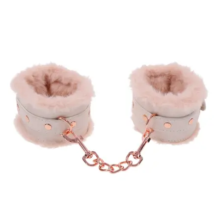 Sportsheets S&M Peaches ‘n CreaMe Faux Fur Handcuffs Cream Adjustable
