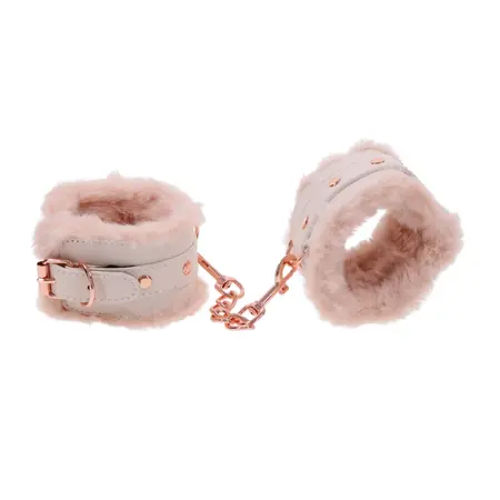 Sportsheets S&M Peaches ‘n CreaMe Faux Fur Handcuffs Cream Adjustable
