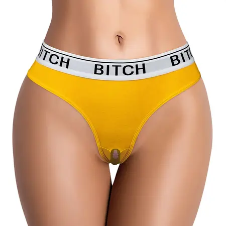 BITCH Vibrating Tanga XS/S Black with Remote-Controlled Mini Bullet
