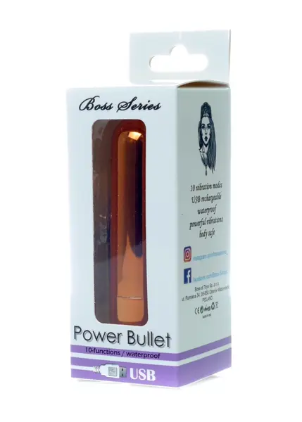 Power Bullet мини вибратор, розово злато, 10 режима, водоустойчив, 8 см