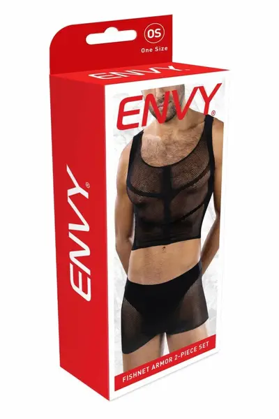 ENVY Fishnet Armor 2 Piece Set Black OS - Breathable Mesh Athletic Look