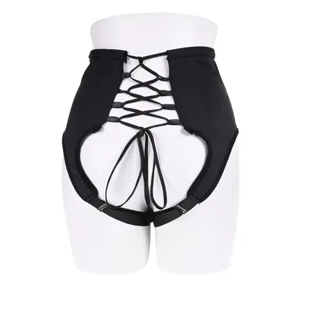 Sportsheets High Waisted Corset Harness Black Adjustable 28-60