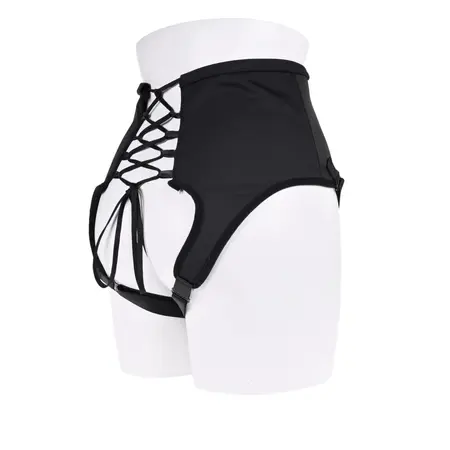 Sportsheets High Waisted Corset Harness Black Adjustable 28-60
