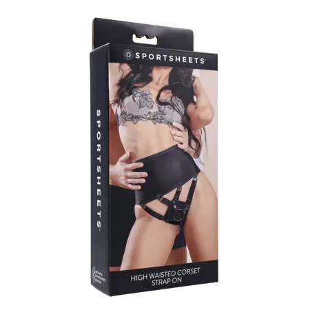 Sportsheets High Waisted Corset Harness Black Adjustable 28-60