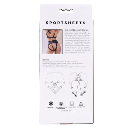 Sportsheets High Waisted Corset Harness Black Adjustable 28-60