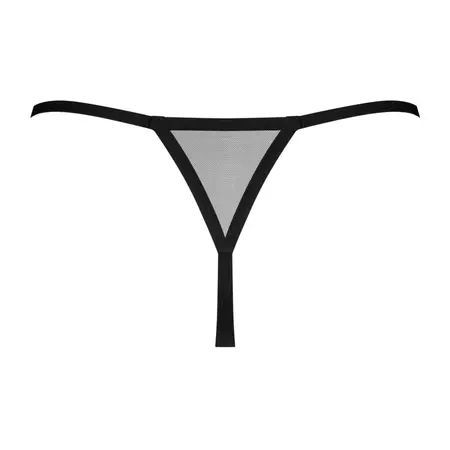 Obsessive Novenes Black Crotchless Thong XL/2XL - Elegant Striped Detail