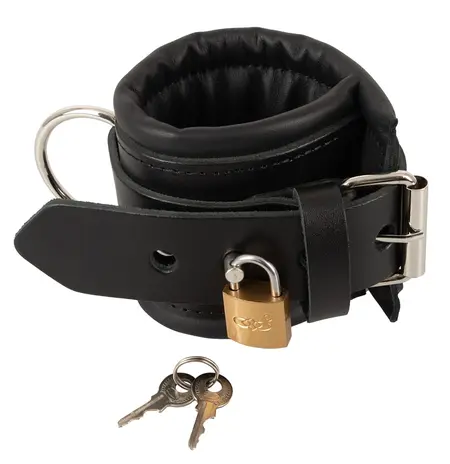 ZADO Leather Handcuffs Black Studio-Grade Cowhide 22 cm Adjustable
