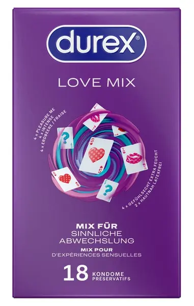 Love Mix комплект ароматизирани и релефни презервативи, 18 бр.