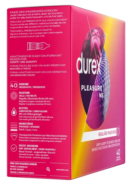 Durex Pleasure Me 40 pcs Textured Latex Condoms Anatomical Shape