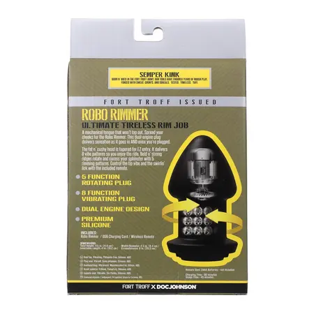 Doc Johnson Robo Rimmer X Vibrating Rotating Plug Black Remote Control