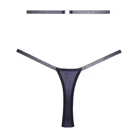 Fantasy Lingerie Cherished Lace & Mesh Thong OS Adjustable Black