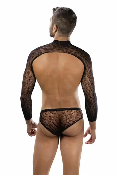 ENVY Untamed 2 Piece Set Black OS - Sheer Lace Crop Top & Thong