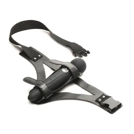 XR Brands Thunder Strap Wand Thigh Harness Black Adjustable Vegan