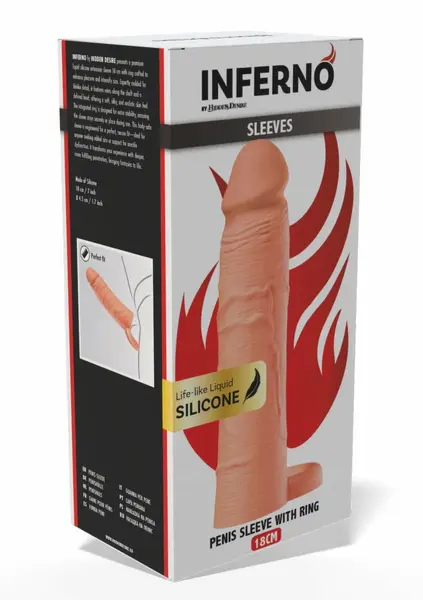 INFERNO by HIDDEN DESIRE Liquid Silicone Extension Sleeve 18 cm with Ring