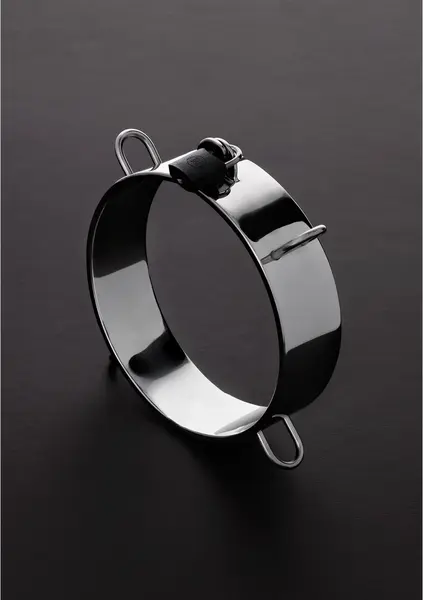 Kiotos Dungeon Steel Collar with 4 D-Rings, Adjustable, Silver