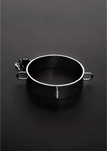 Kiotos Dungeon Steel Collar with 4 D-Rings, Adjustable, Silver