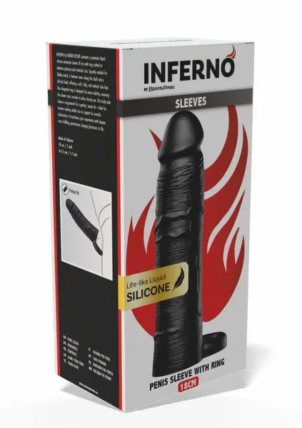 HIDDEN DESIRE INFERNO Liquid Silicone Extension Sleeve 18cm with Ring