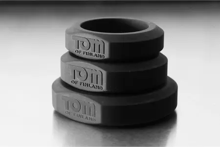 XR Brands 3-Piece Silicone Ring Set - Flexible Sizes, Black
