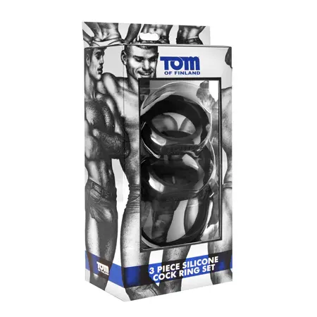XR Brands 3-Piece Silicone Ring Set - Flexible Sizes, Black