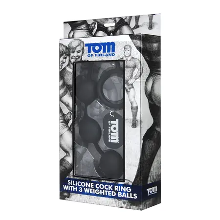 XR Brands Master Series Silicone Ring with 3 Weighted Balls Black