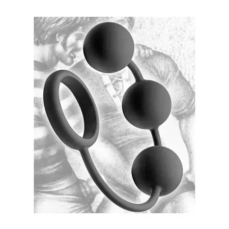 XR Brands Master Series Silicone Ring with 3 Weighted Balls Black