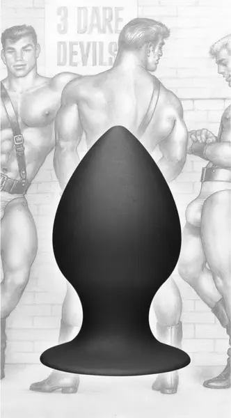 XR Brands Tom of Finland Silicone Plug with Suction Base Black Medium
