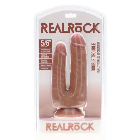 RealRock Double Trouble двойно дилдо, телесно, 12,7/15,2 см