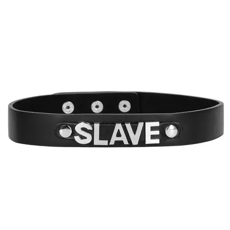 Ouch! PU Leather Decorative Collar with Crystal Accents - Black