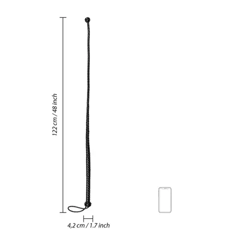 EasyToys PU Leather Whip Black 122cm with Knot Handle Detail
